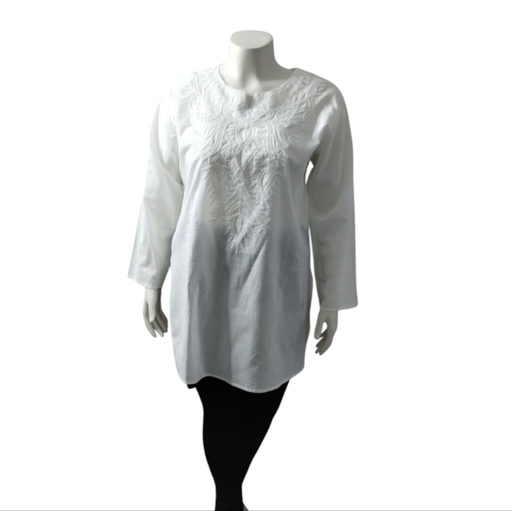 Viva Women's Embroidered Cotton Summer Bohemian Flowy Tunic Size XL Beach Resort